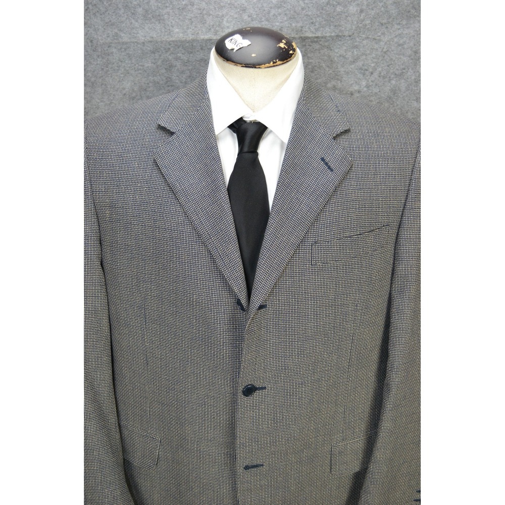 Canali Silk Blazer Mens 42R Gray Micro‎ Check Wool Italy Sport Coat Saks 5th Ave